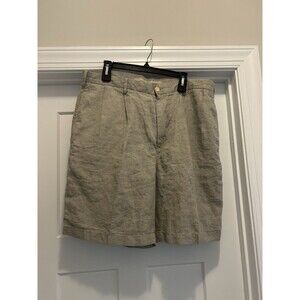 Nautica Men's Classic Fit Rigger Linen Shorts Beige Size 38 Dress Casual Preppy